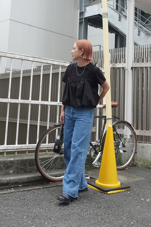 2wayチェックレイヤードデニム